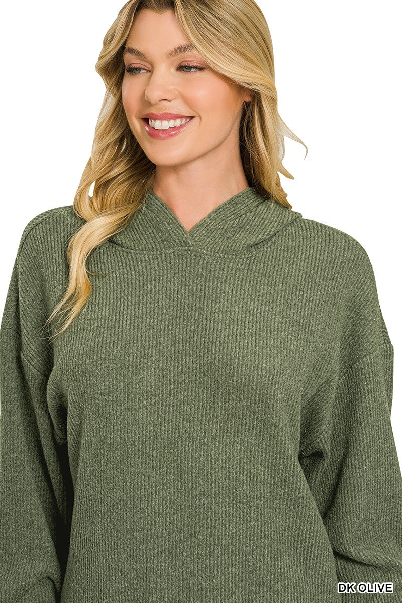 Brushed Ribbed Hacci Hoodie