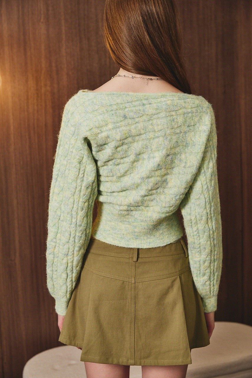 One Shoulder Cable Knit Sweater