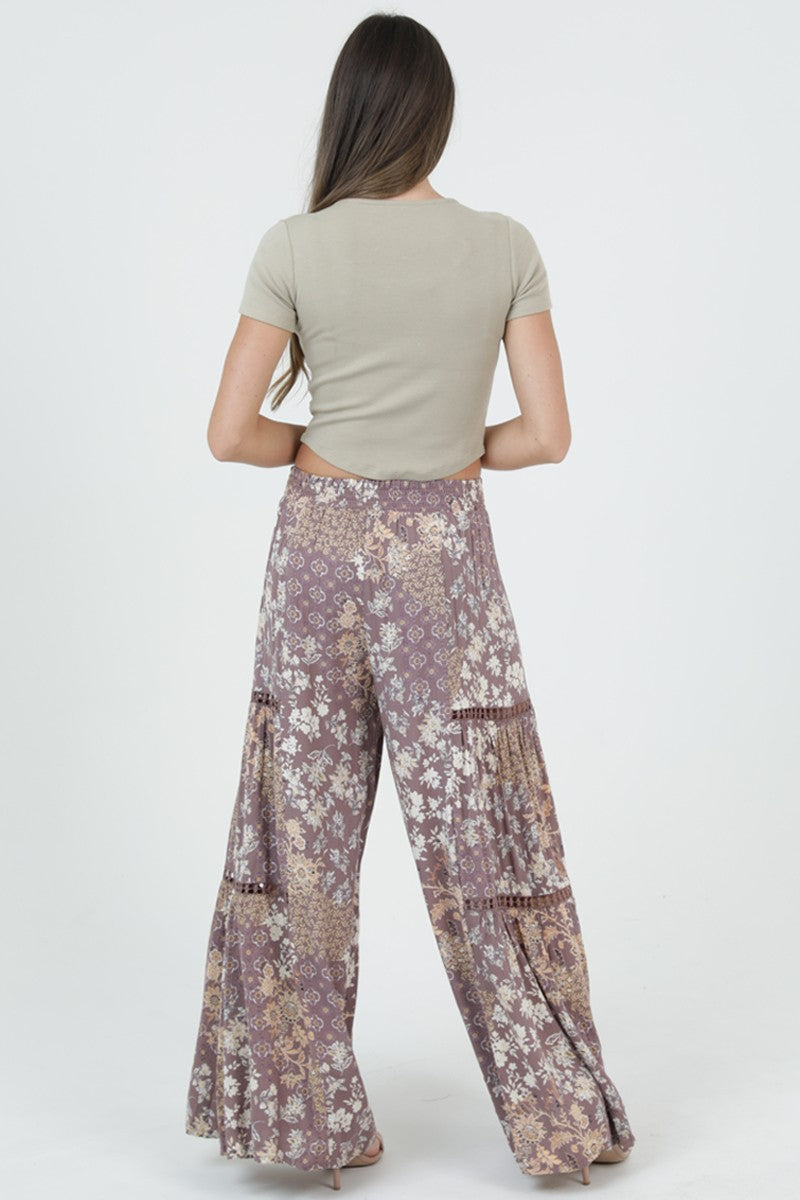 Boho Floral Wide Leg Pants