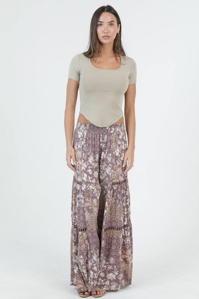 Boho Floral Wide Leg Pants