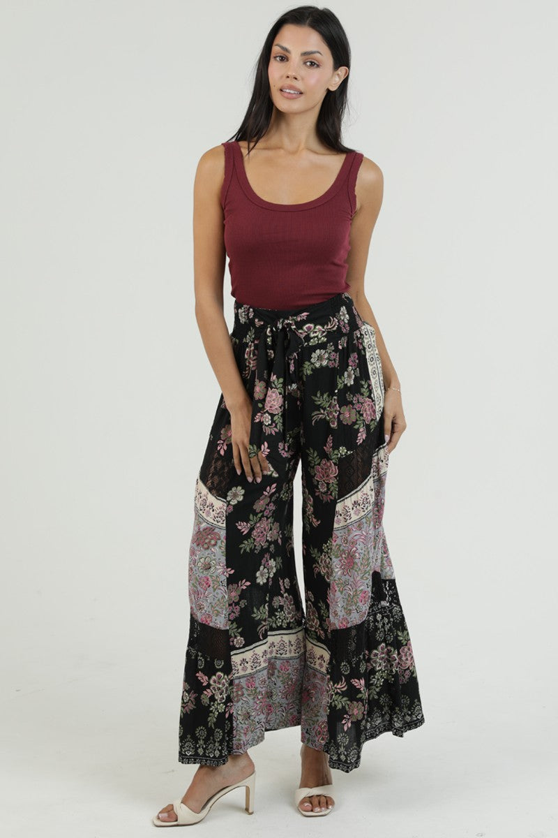 Floral Patchwork Palazzo Pants