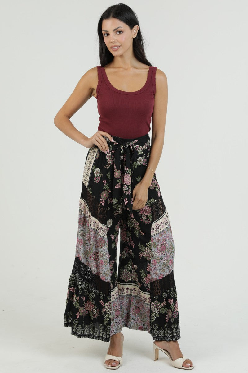 Floral Patchwork Palazzo Pants