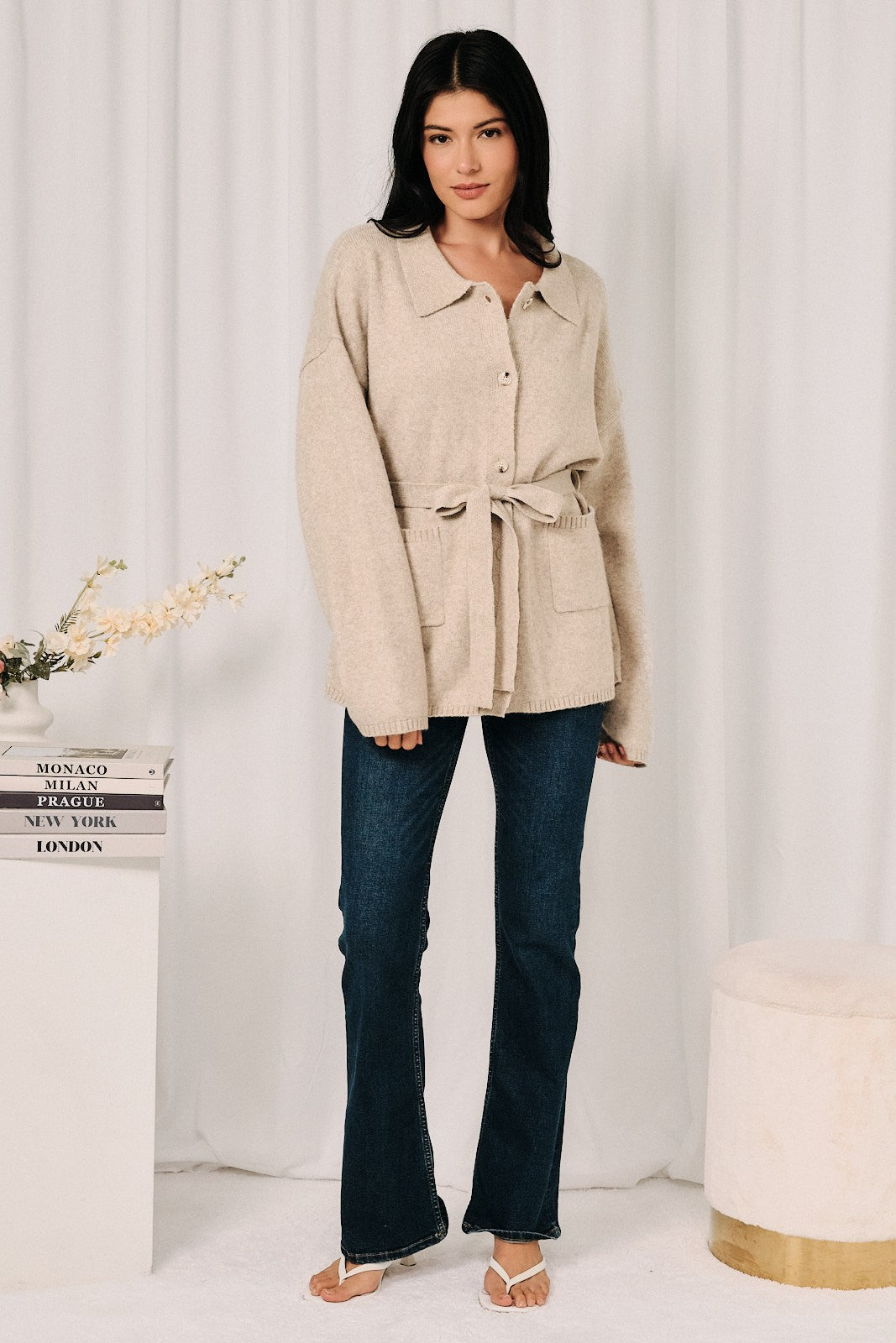 Classic V-Neck Knit Cardigan