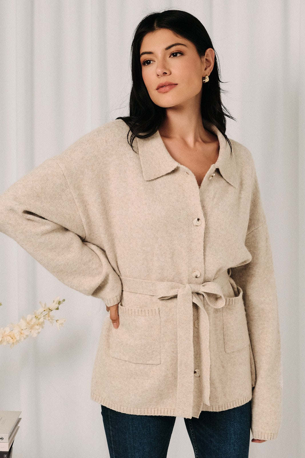 Classic V-Neck Knit Cardigan