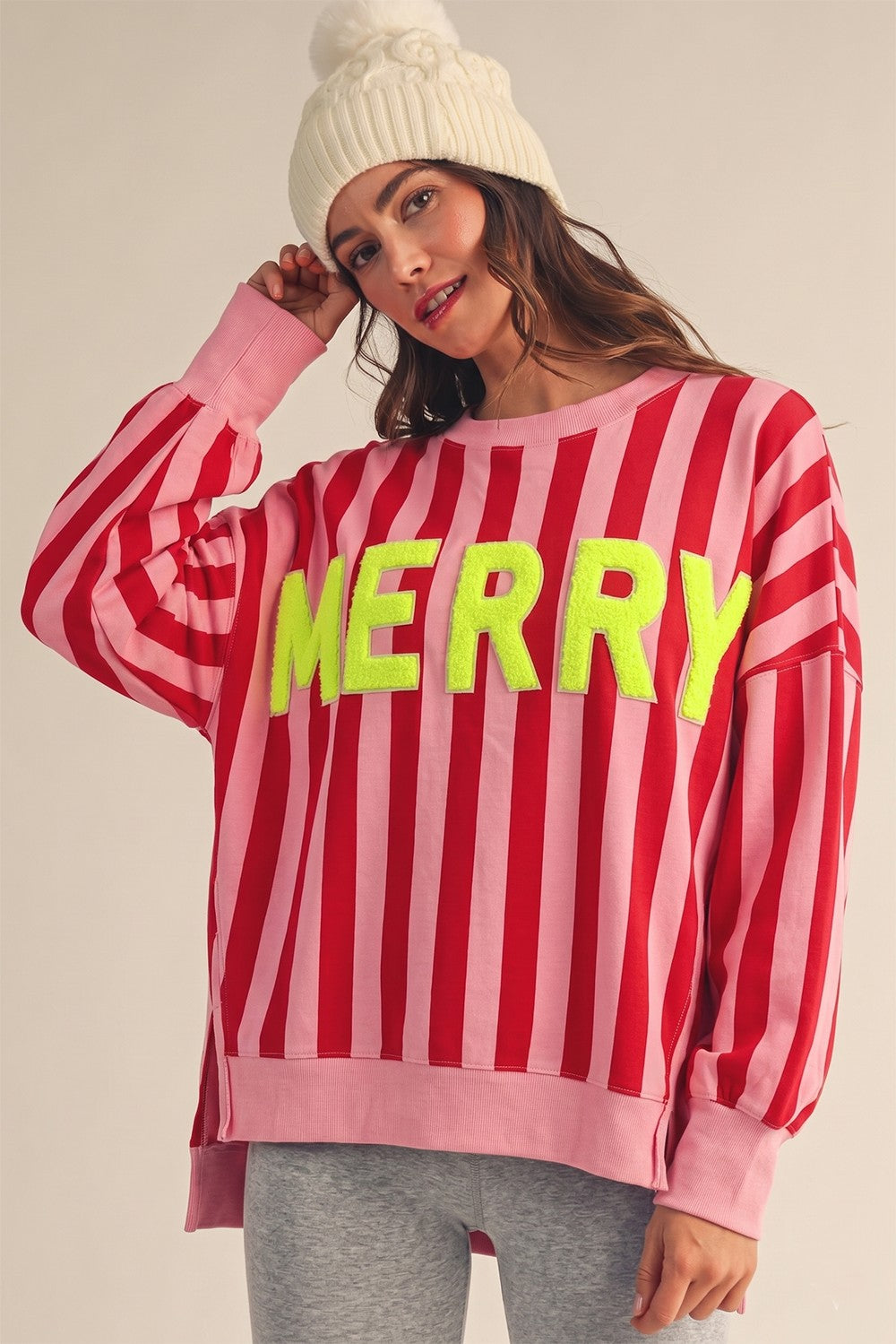 Merry Chenille Striped Sweatshirt