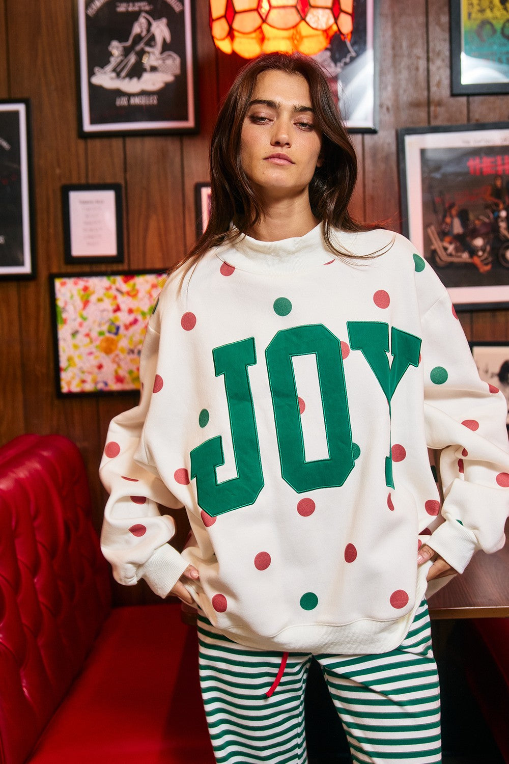 JOY Polka Dot Applique Mockneck