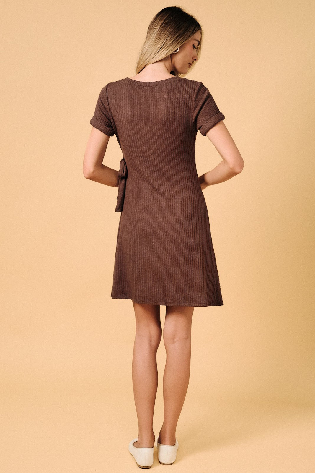 Side Tie Ribbed Mini Dress