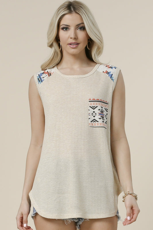 DOORBUSTER: Canyon View Aztec Waffle Knit Tank