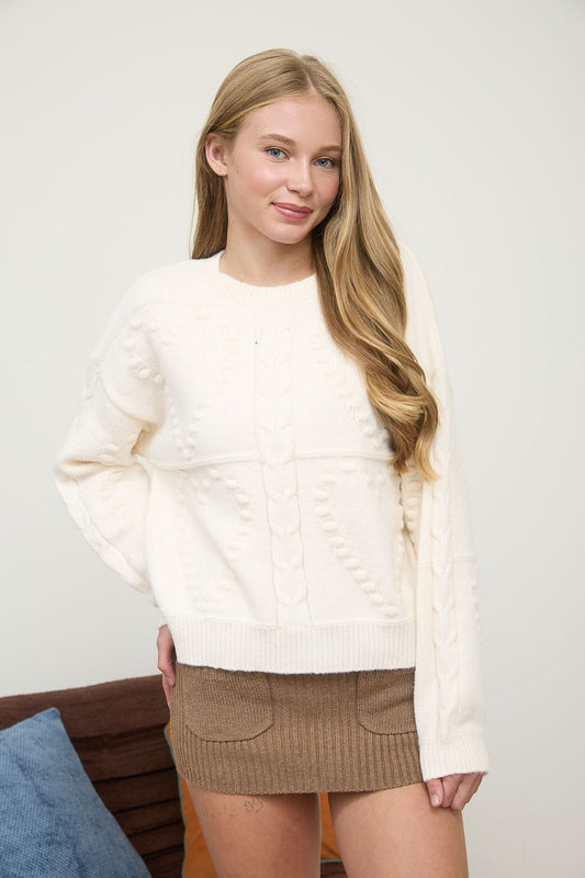 Heart Motif Cable Knit Sweater
