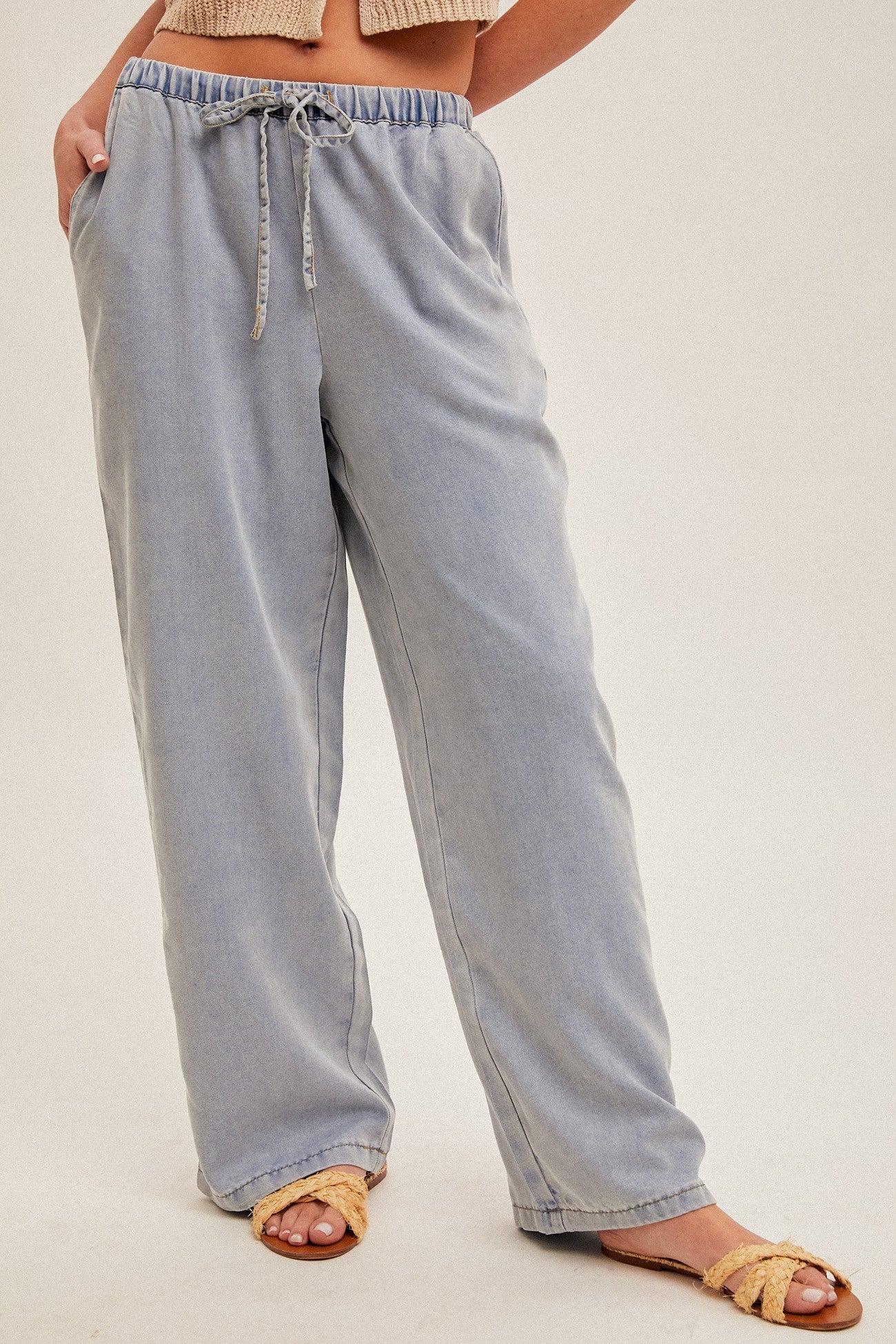 Chasing Calm Denim Wide Leg Pants