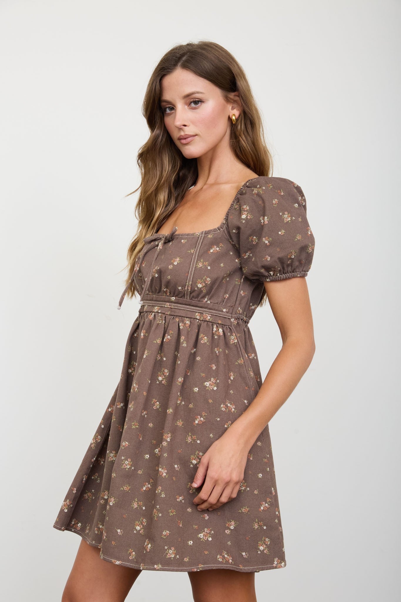 Ditsy Floral Tie Front Mini Dress