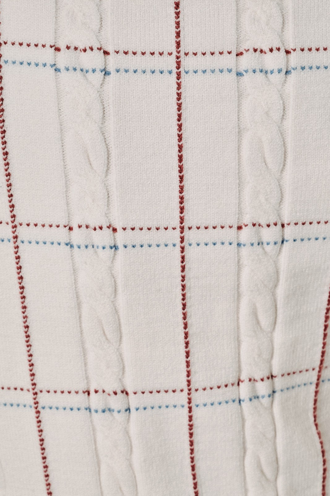 Plaid Stitch Cable Knit Sweater Top