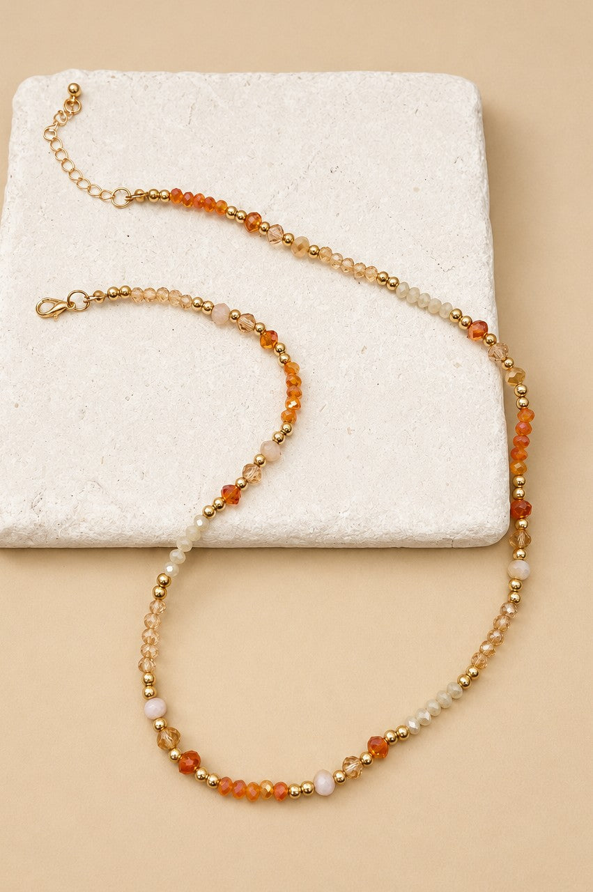 Autumn Crystal Beaded Necklace