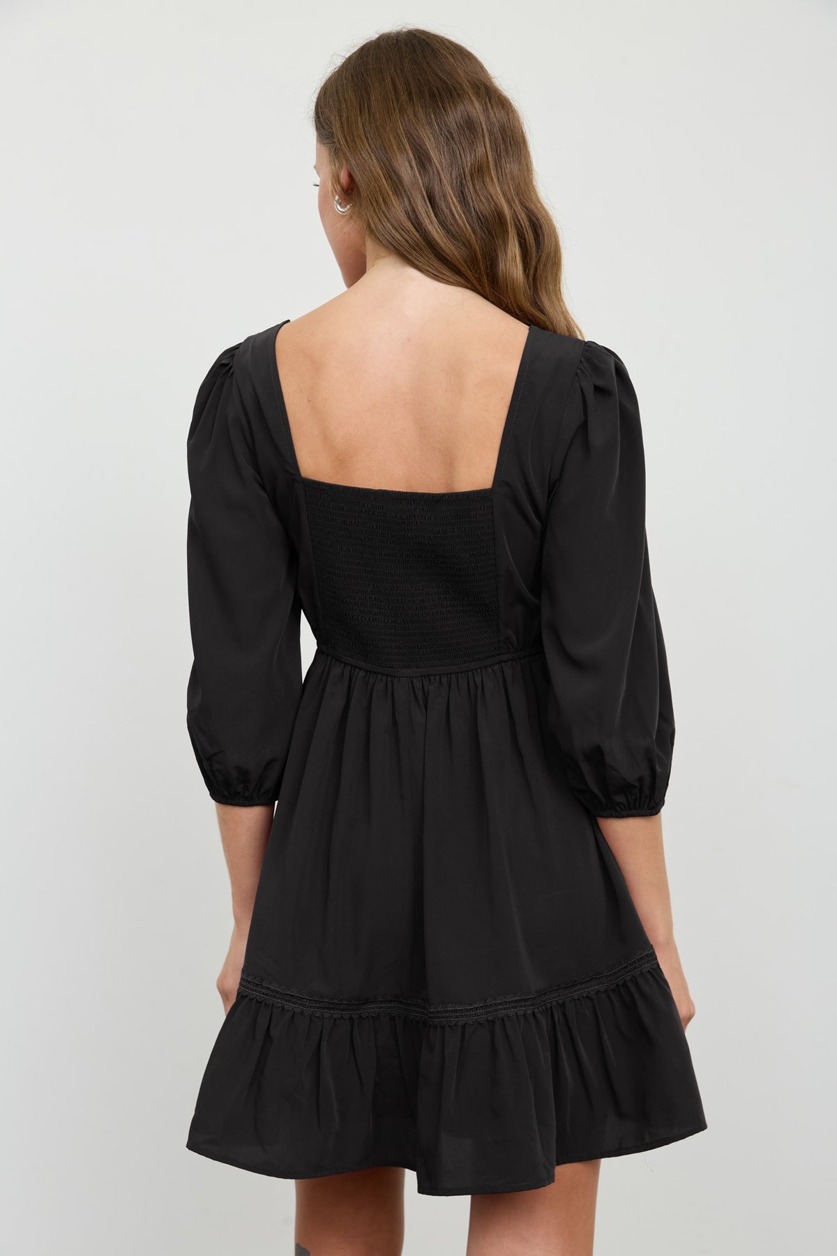 Puff Sleeve Ruffle Mini Dress