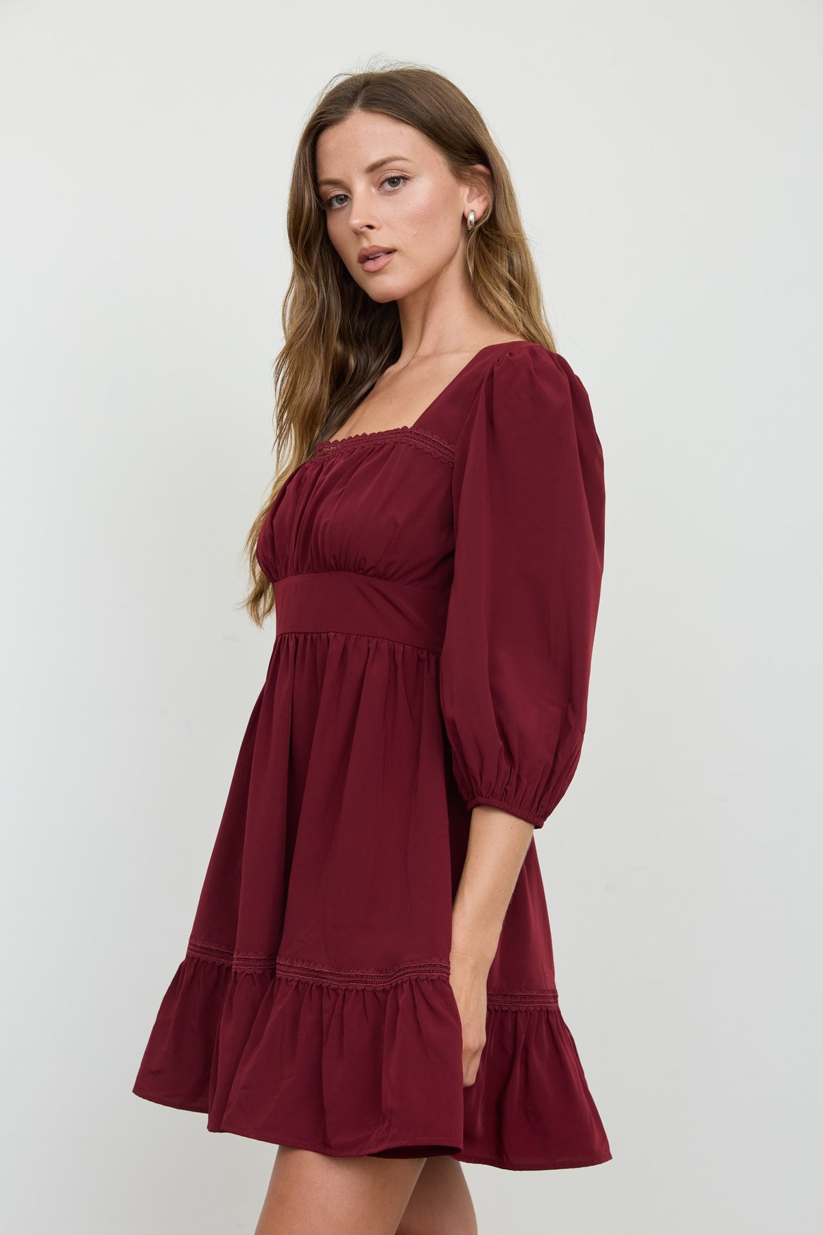 Puff Sleeve Ruffle Mini Dress