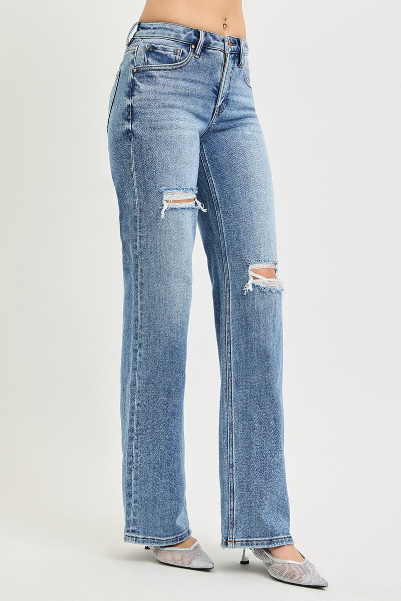 Risen Tummy Control Mid Rise Straight Jeans