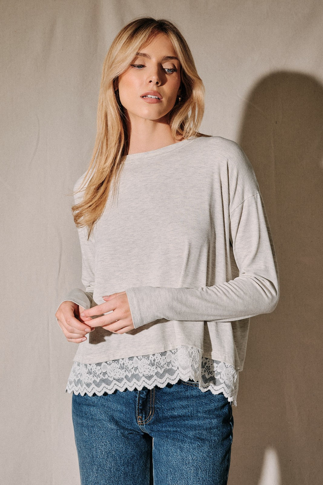 Lace Split Back Knit Top