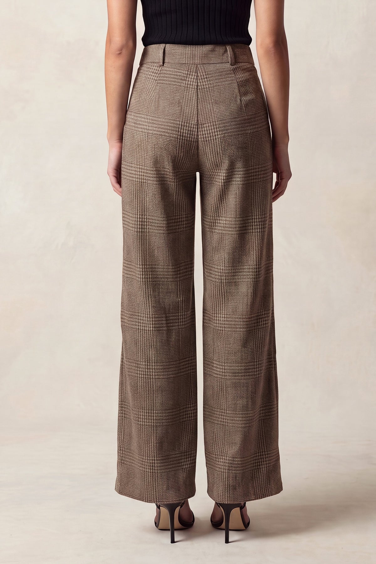High Rise Textured Wide Leg Trousers