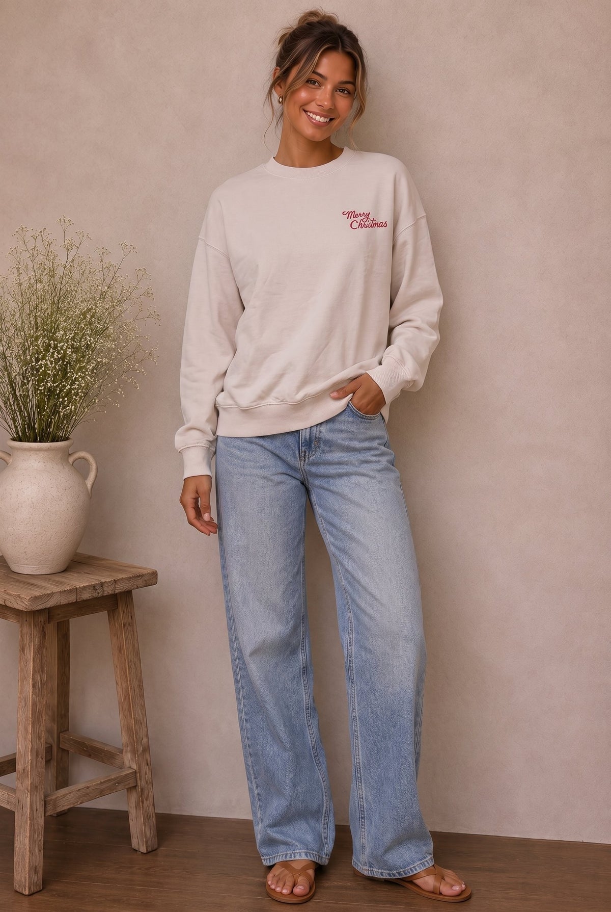 Merry Christmas Embroidered Sweatshirt