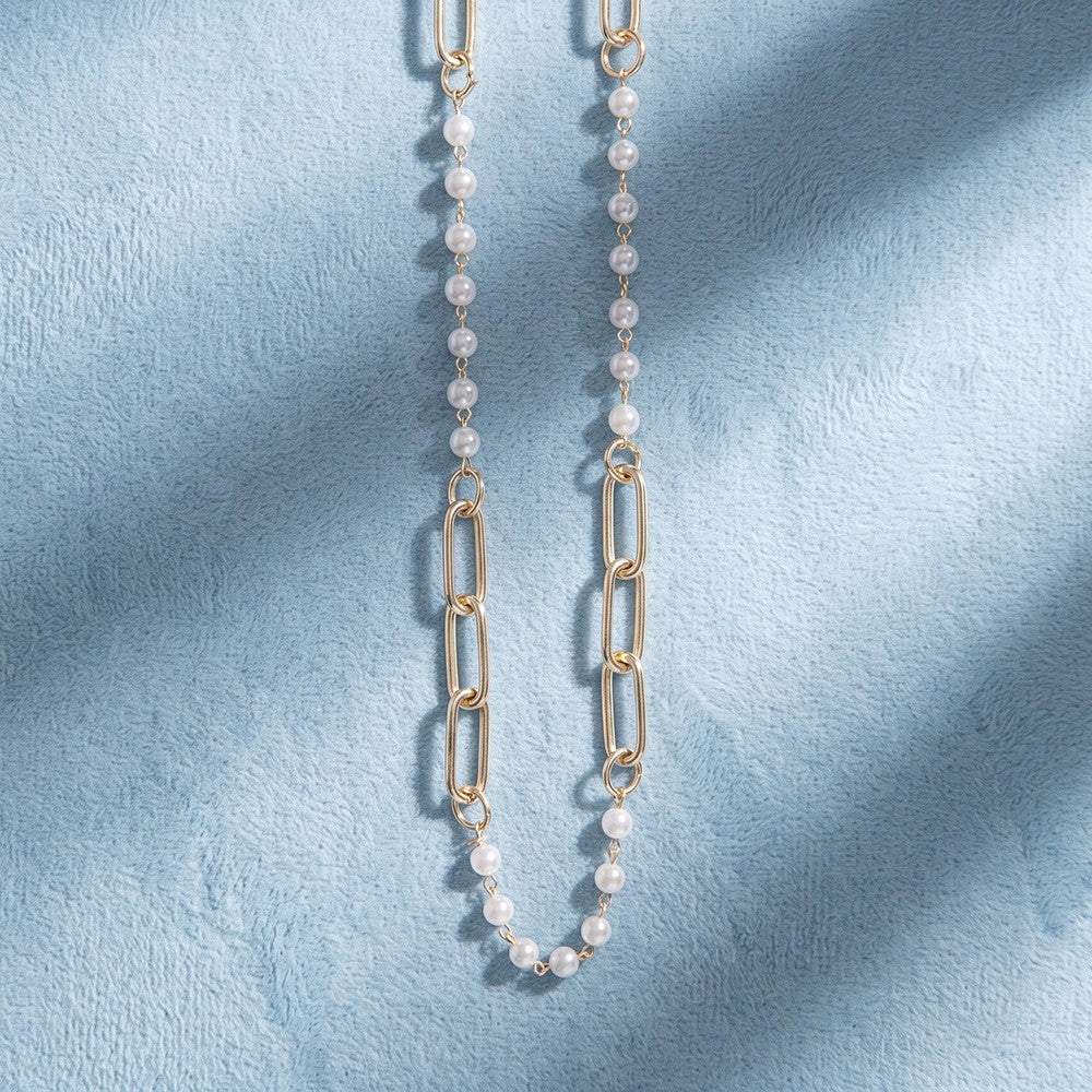 Pearl & Paperclip Chain Necklace