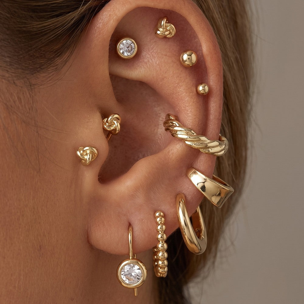 18K Gold Dipped 10 Pair Earring Set