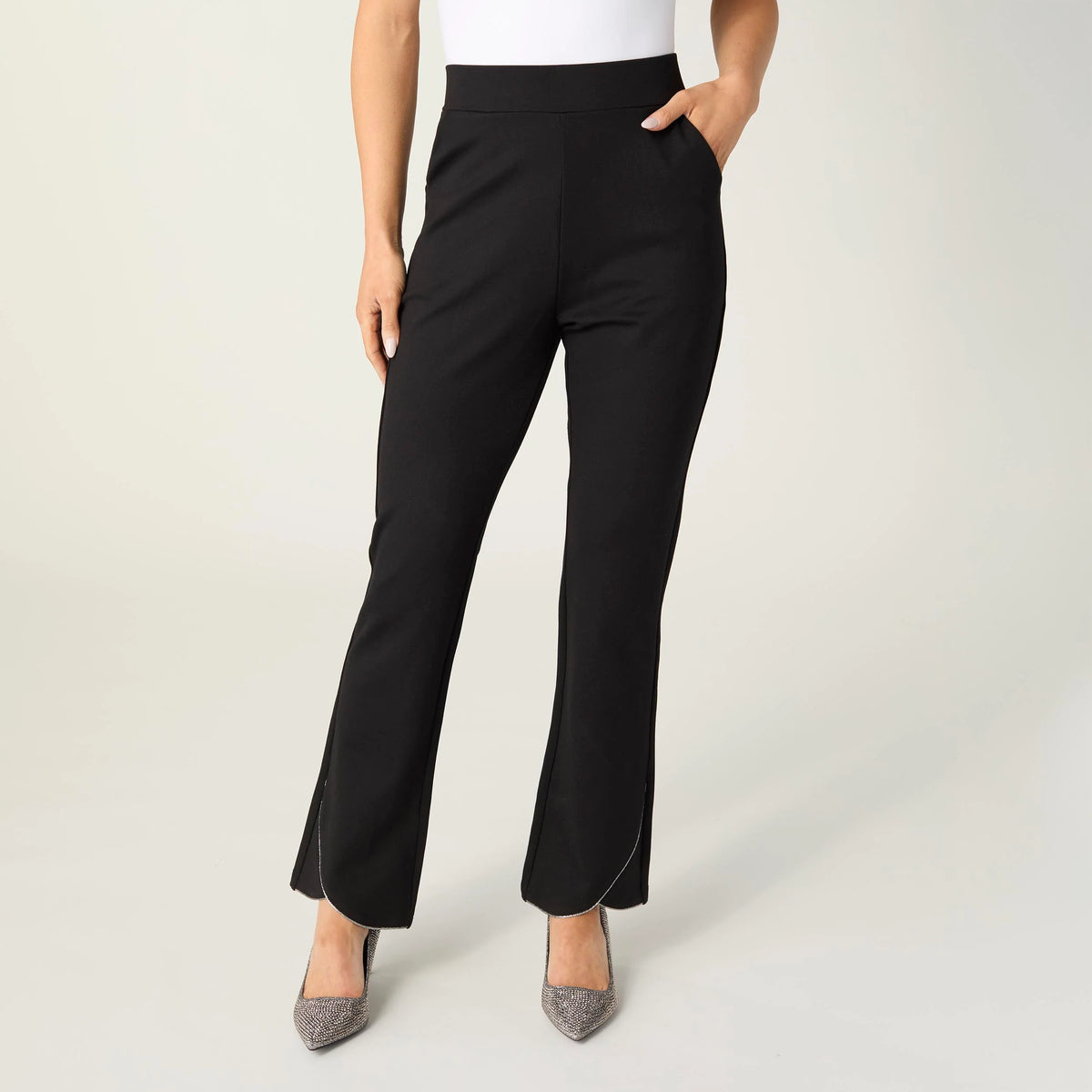 Celyse Rhinestone Tulip Hem Flare Pants
