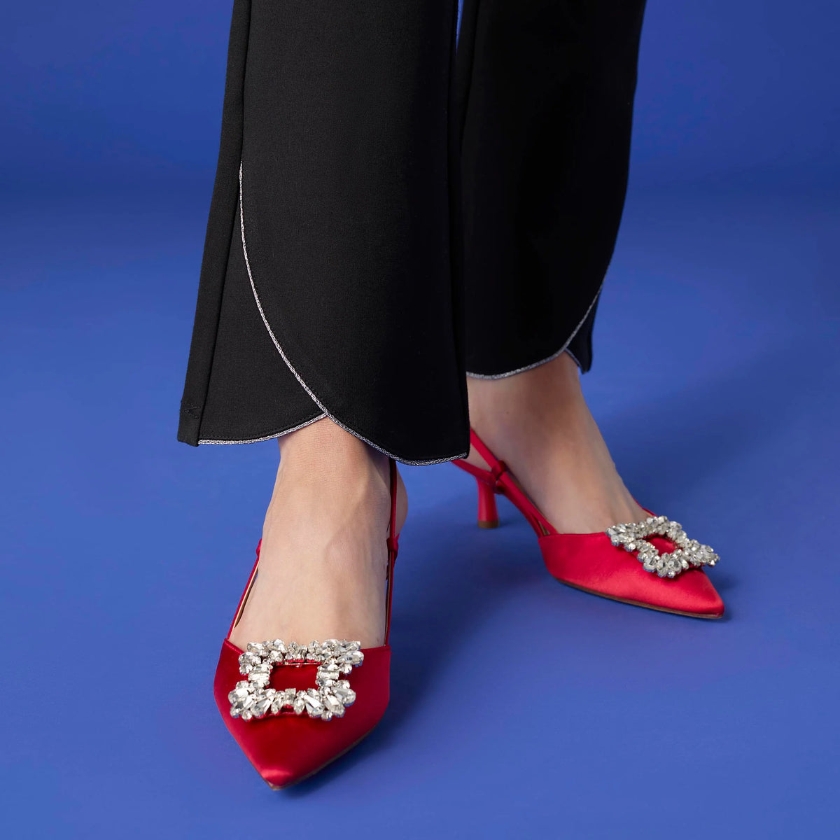 Celyse Rhinestone Tulip Hem Flare Pants