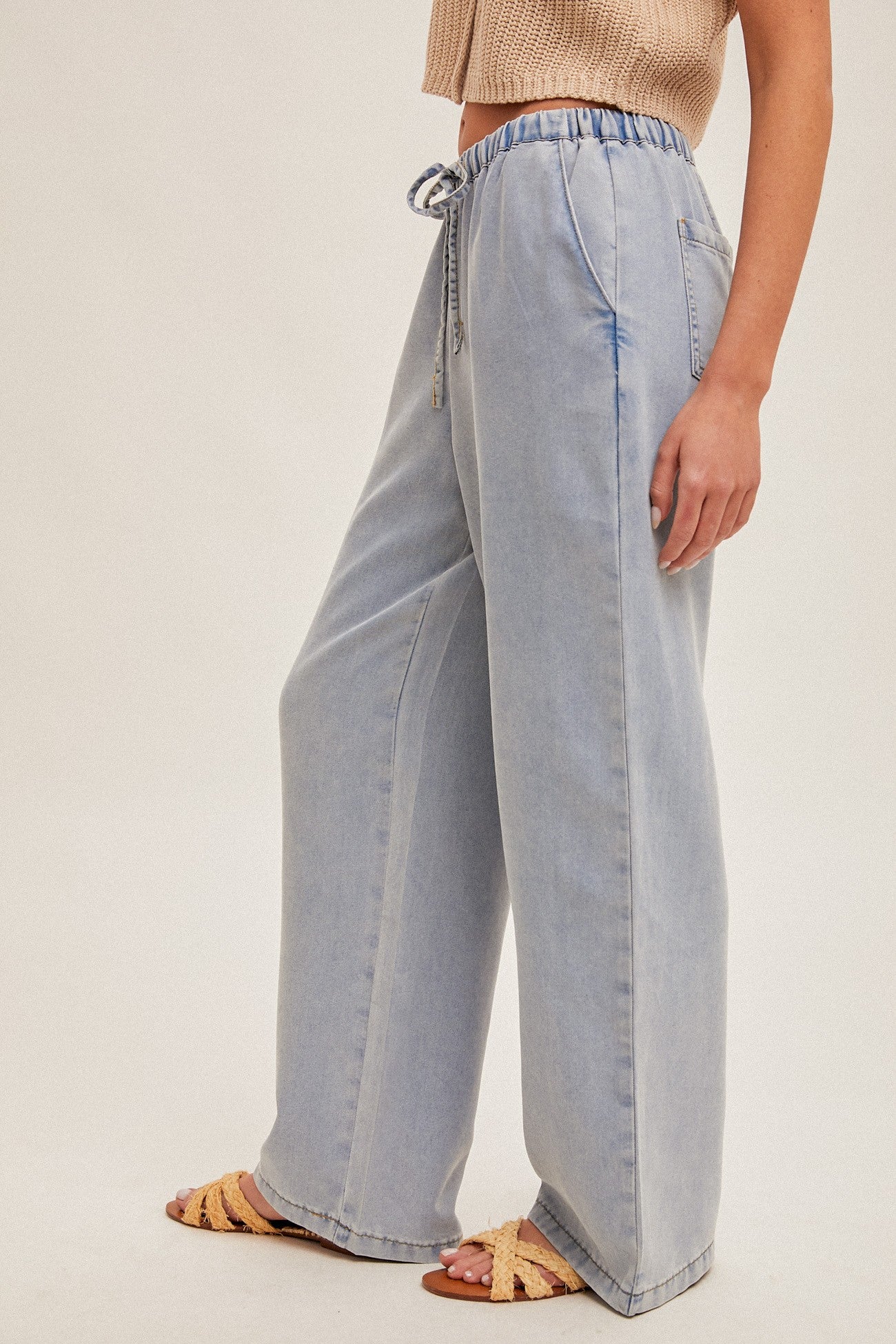 Chasing Calm Denim Wide Leg Pants