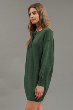 Going Along Half Button Sweater Dress