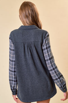 Smokey Silhouette Plaid Sleeve Shacket