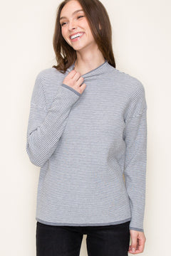 Crisp Lines Waffle Mock Neck Pullover