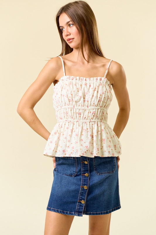 Modern Icon Floral Eyelet Tank