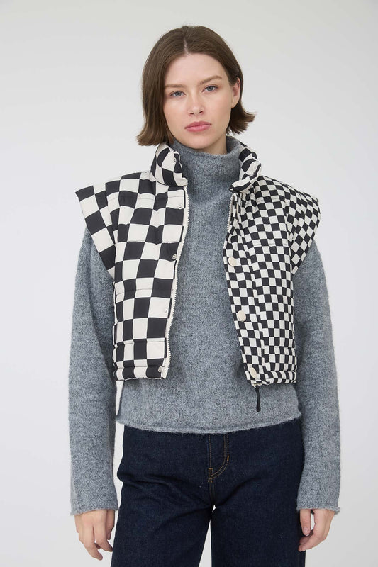 Hot Mess Mix Checkered Crop Vest