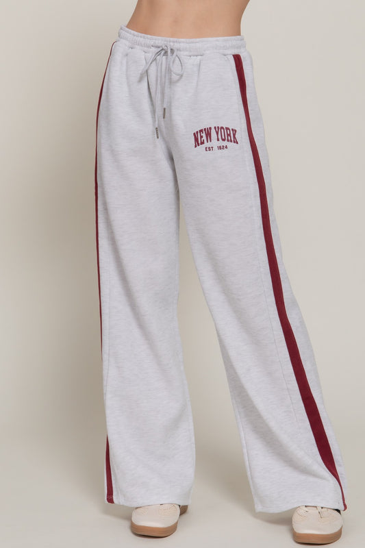 New York Emblem Patch Contrast Sweatpants
