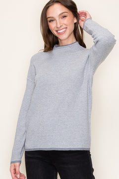 Crisp Lines Waffle Mock Neck Pullover