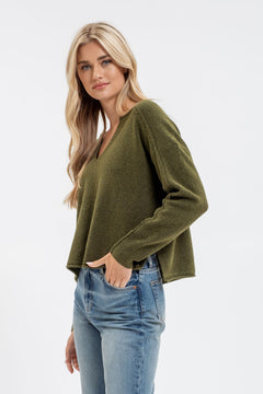 Fabled Grace Split Neck Knit Sweater- 4 Colors!