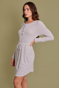 Somebody New Ribbed Henley Dress