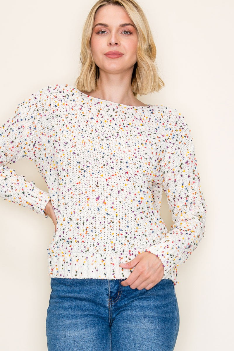 Popcorn Boatneck Pullover