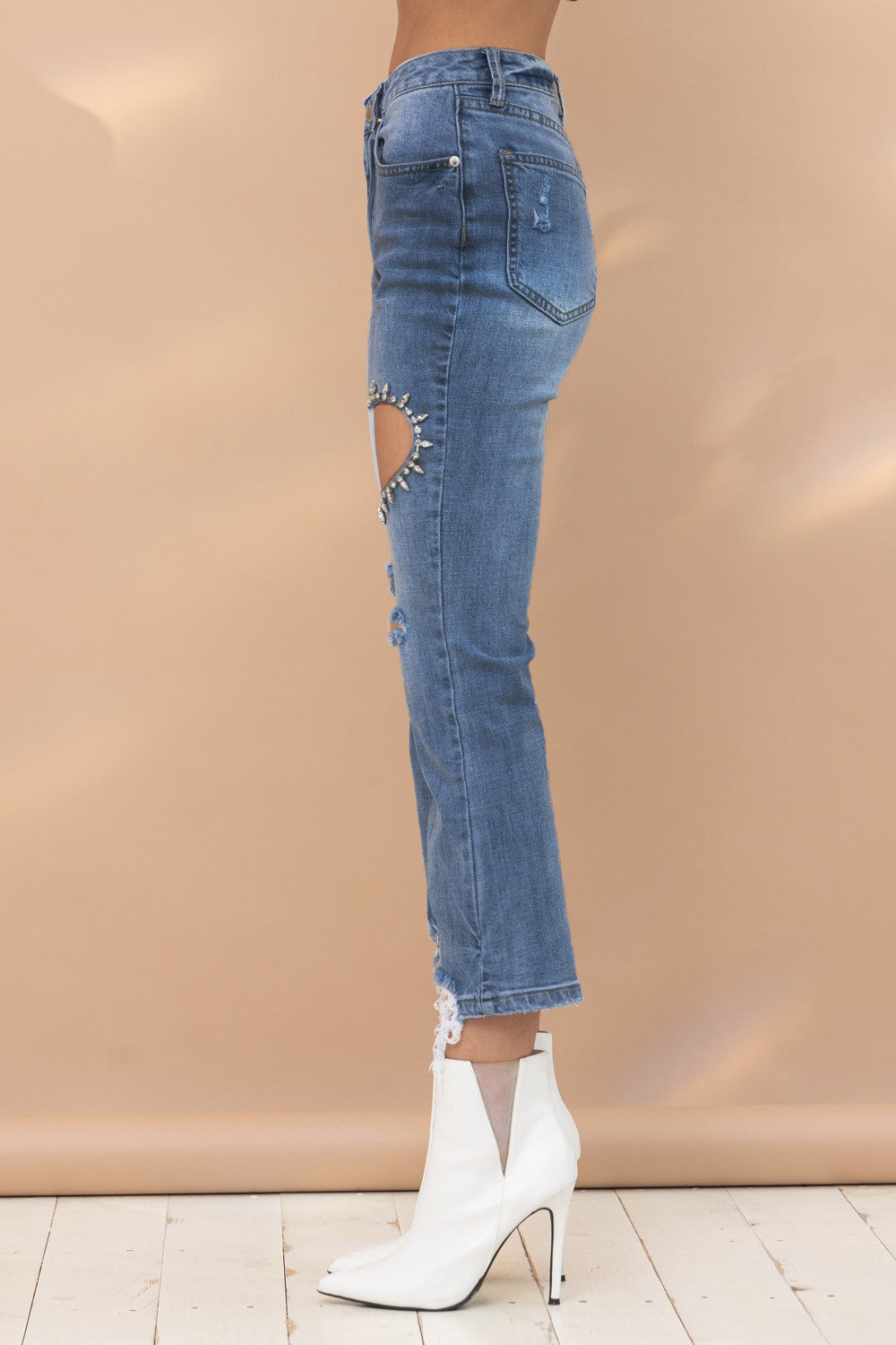 Mid Rise Ankle Slim Straight Jean