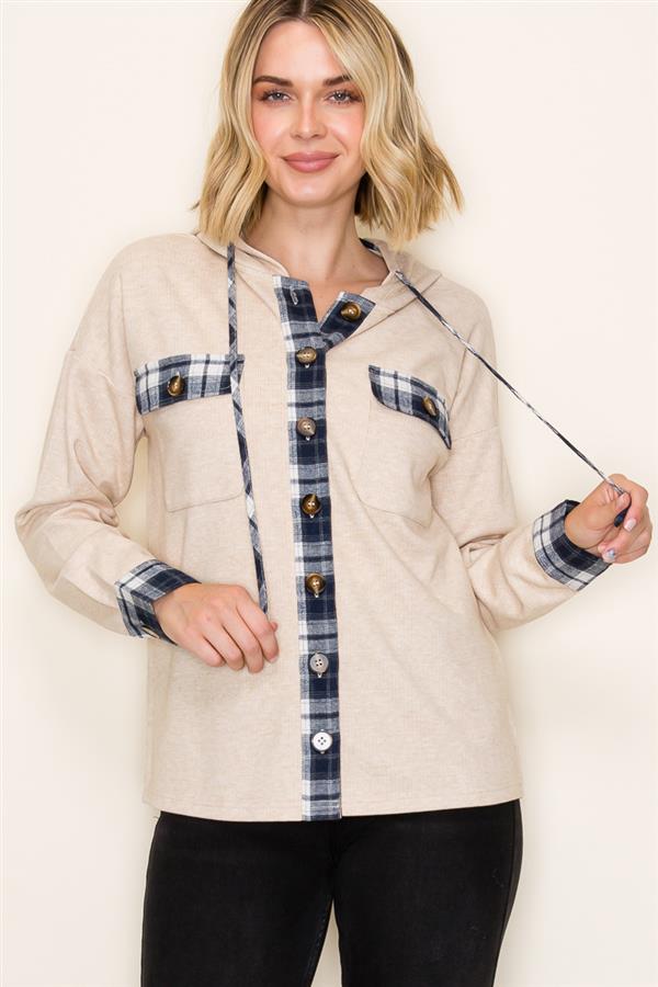 Make It Count Contrast Plaid Hoodie-2 Colors!