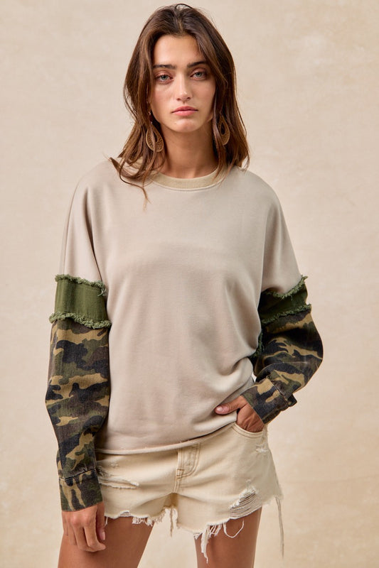 Salute To Comfy French Terry Frayed Edge Top