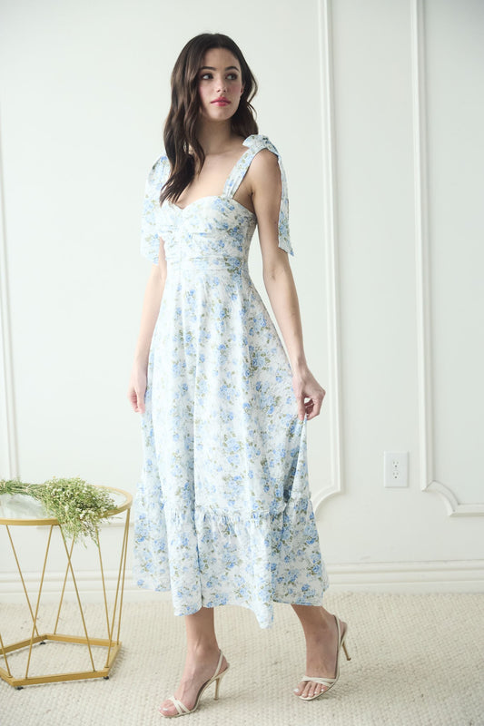 Tempting Touch Floral Tie Strap Maxi Dress