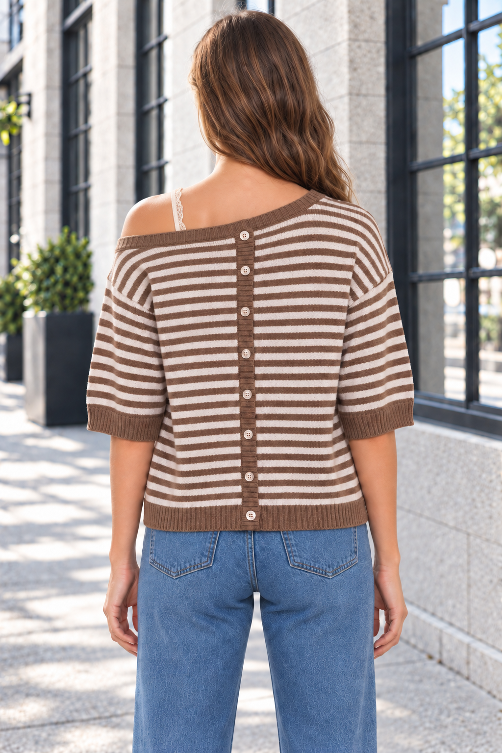 Striped Contrast Trim Sweater