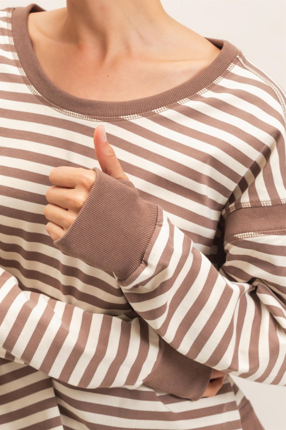 Relaxed Stripe Cropped Knit Top