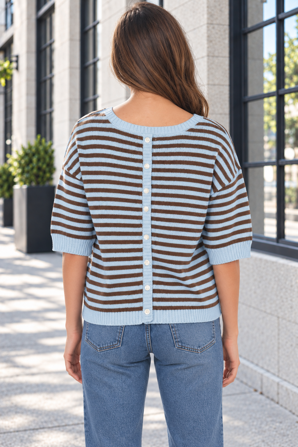 Lace Split Back Knit Top