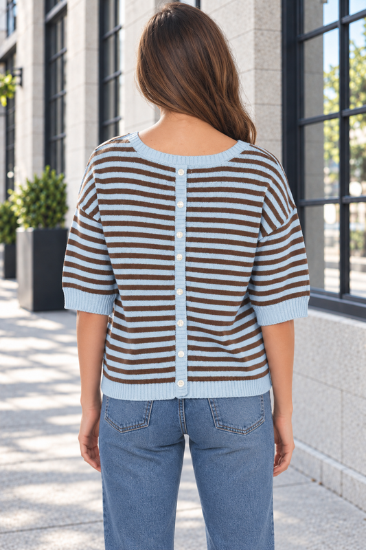 Lace Split Back Knit Top
