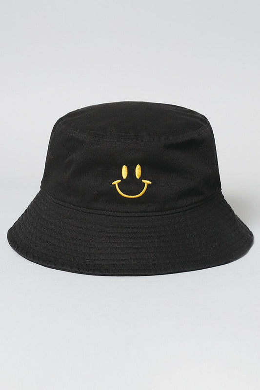 Happy Face Embroidered Bucket Hat- 2 Color!.