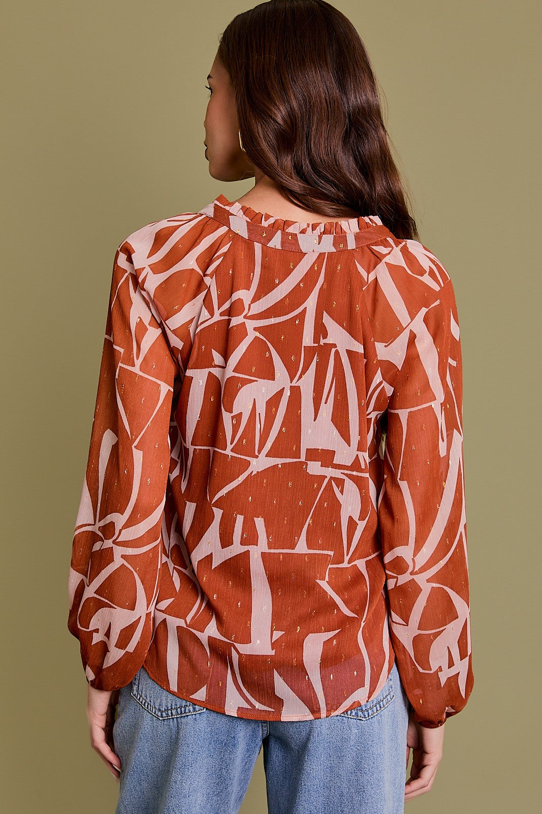 Spending Spree Abstract V-Neck Top