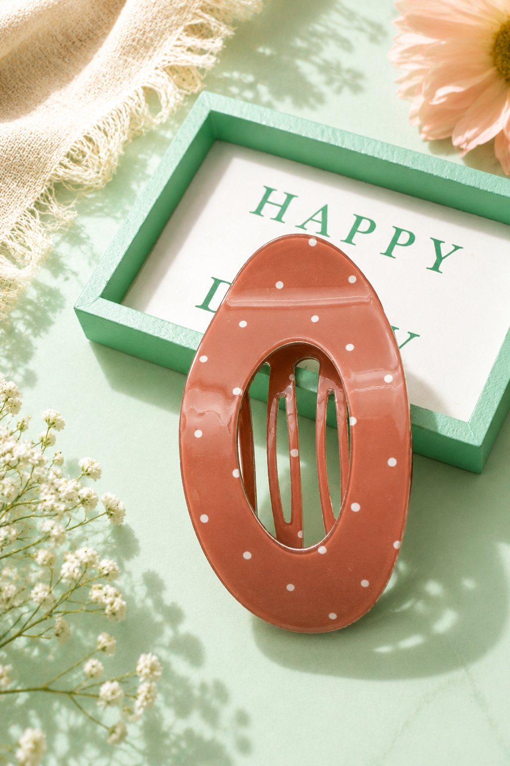 Polka Dot Lay Flat Hair Claw Clip