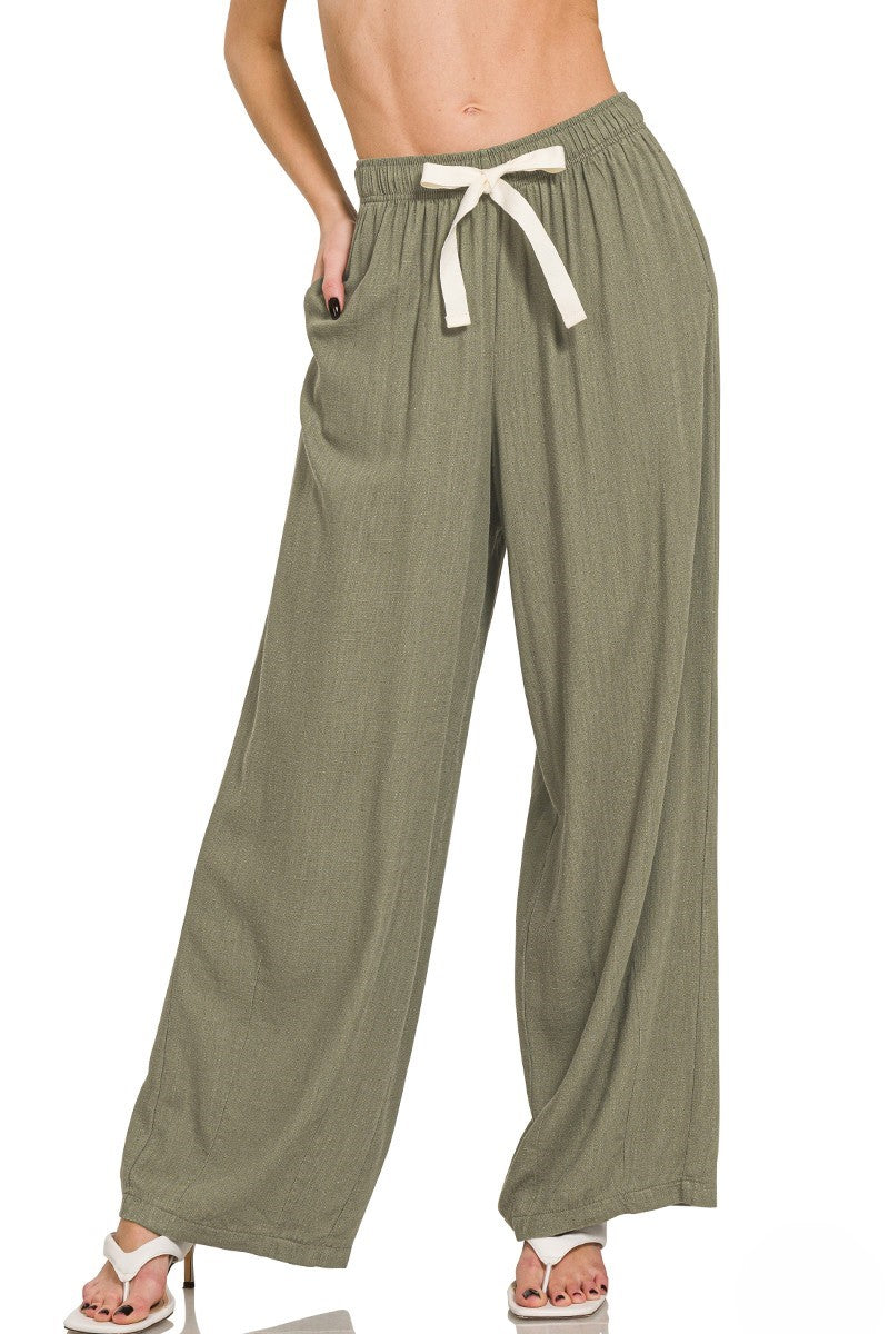 Beach Breeze Linen Drawstring Pants